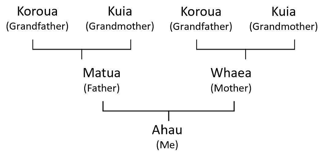 Image of part of a family tree showing two parents and their child.