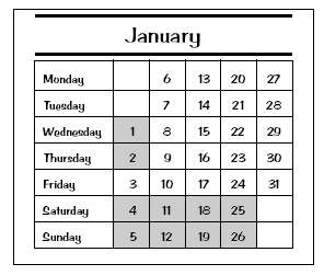 calendar. 