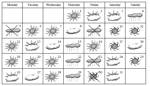 weather calendar. 