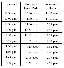 timetable. 