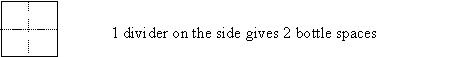 This diagram shows that 1 divider on the side gives 2 bottle spaces.