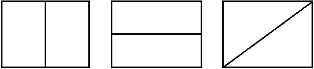 Three different diagrams showing different representations of halves.