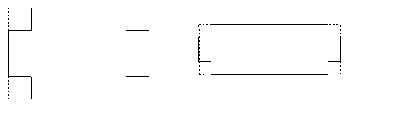 Template for the construction of baskets. Each basket is a rectangle with a square of the same size removed from each corner.