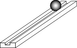 Image of a metre ruler being used as a ramp.