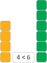 Cube model of buildings that are not the same number of storeys high, including the less than symbol.