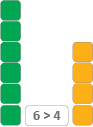 Cube model of buildings that are not the same number of storeys high, including the greater than symbol.