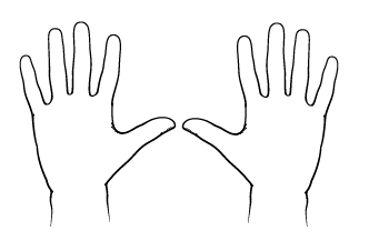 A blank hand print template.