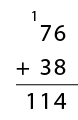 Algorithm showing 76 + 38 = 114.