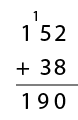 Algorithm showing 152 + 38 = 190.