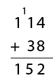 Algorithm showing 114 + 38 = 152.