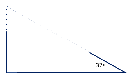 A right angled triangle. The most acute corner is labelled as 37°.