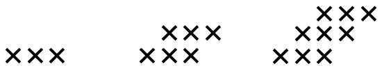 Diagram showing a tukutuku pattern growing at a constant rate.