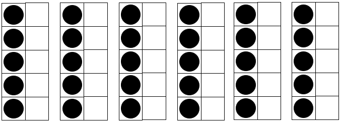 Six 5-dot frames.