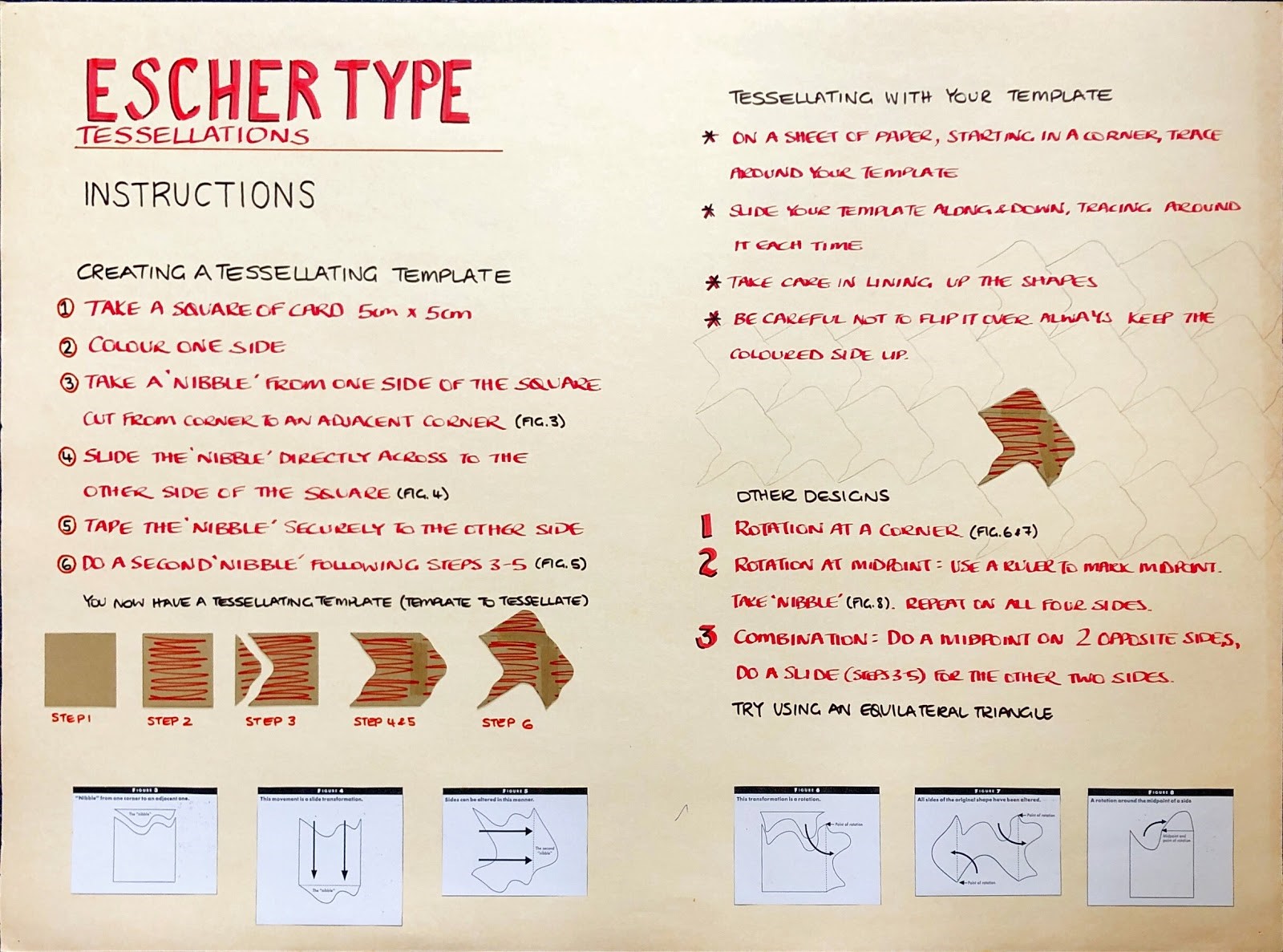 Instructions for creating a tessellation in the style of Escher.