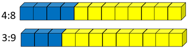 Blue and yellow cubes.