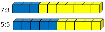 Blue and yellow cubes.