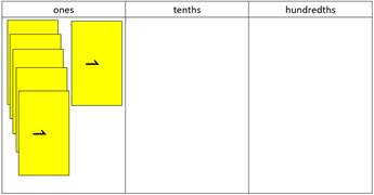 6 displayed with decimats and a place value mat.