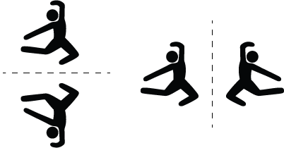 This diagram shows how vertical and horizontal lines can be used to create a symmetrical design using the figures from Copymaster 2.