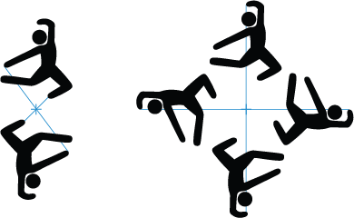 This diagram shows how the figures from Copymaster 2 can be rotated to create a symmetrical design.