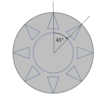 The plate with a 45⁰ angle drawn in.