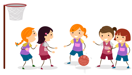 Girls playing netball.