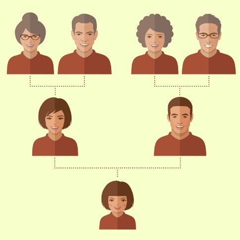 Diagram of direct ancestors in a whakapapa.