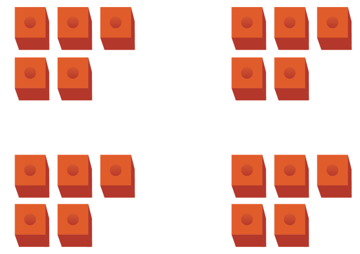 Image of 20 cubes arranged in 4 groups of 5.