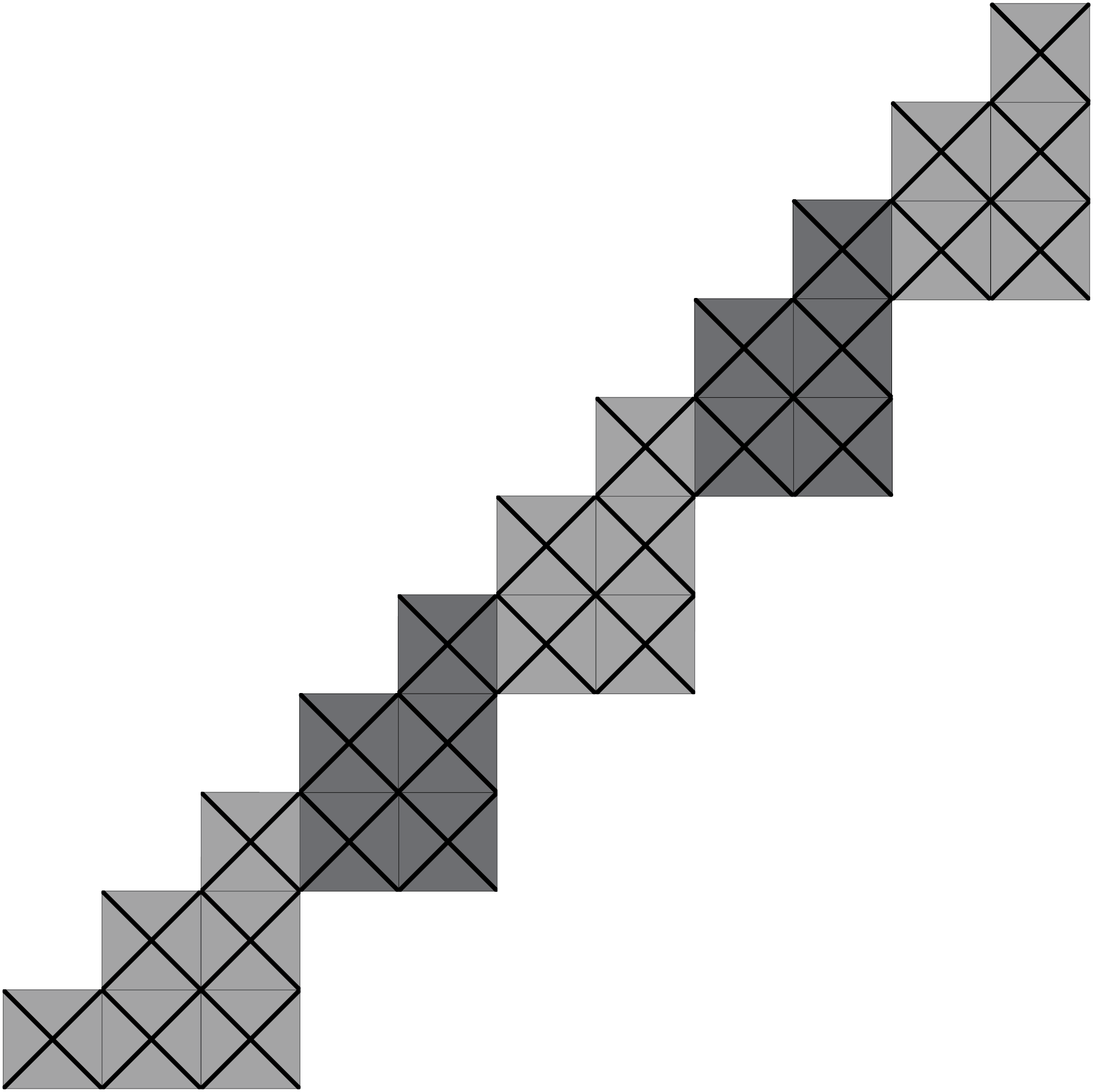 A string of 5 patterns based on the 3rd triangular number.