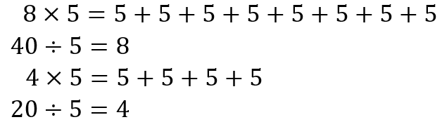 Equations showing that proportional adjustment of the dividend results in the same proportional adjustment of the quotient, and proportional adjustment of the multiplier results in the same proportional adjustment of the product.